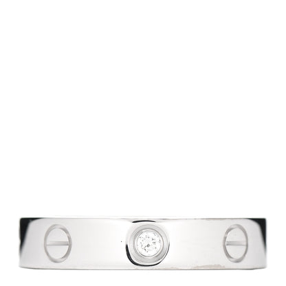 Cartier 18K White Gold Diamond 4mm LOVE Wedding Band Ring 51 5.5 1 of 5