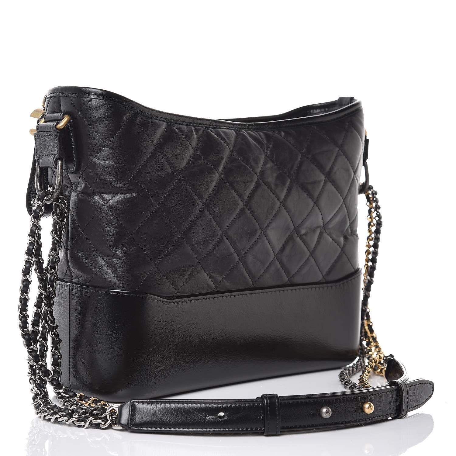 Chanel Aged Calfskin Quilted Medium Gabrielle Hobo Black 3 of 8