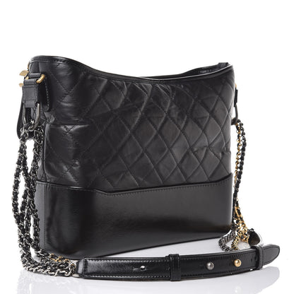 Chanel Aged Calfskin Quilted Medium Gabrielle Hobo Black 3 of 8