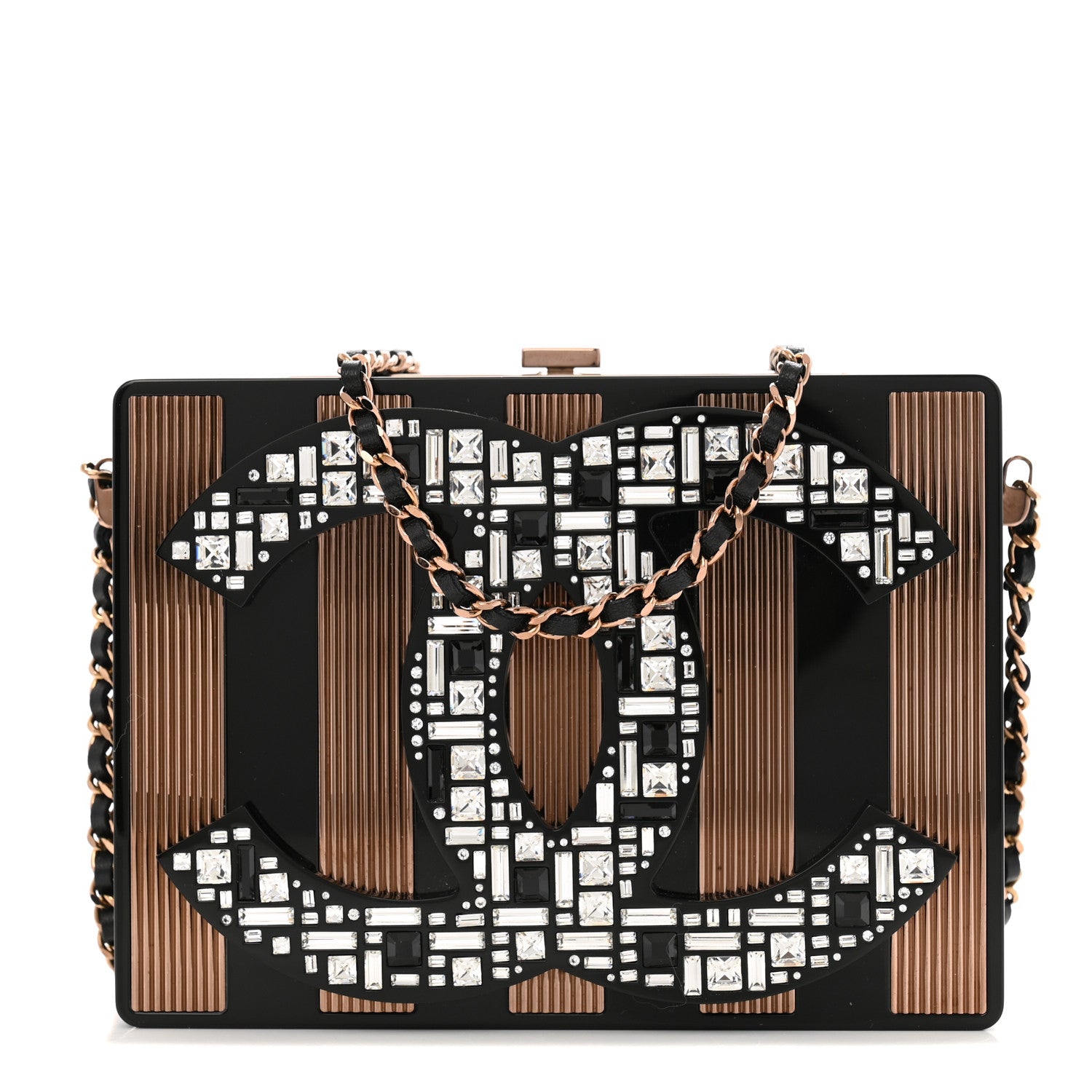 Chanel Plexiglass Crystal CC Minaudiere Clutch Black Copper 1 of 12