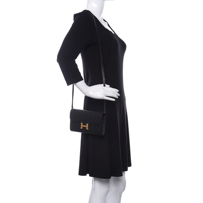 Hermes Ostrich Constance Long Wallet To Go Black 2 of 13
