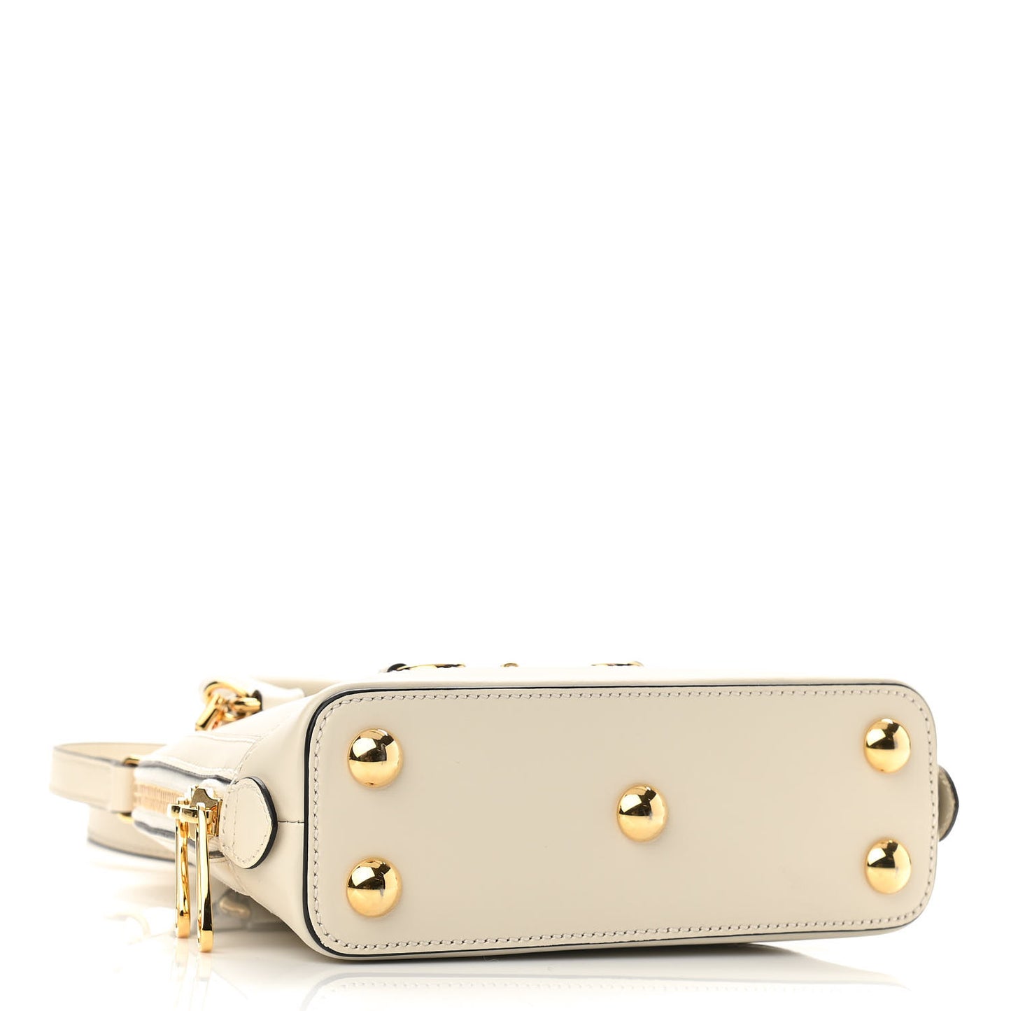 Boarded Plutone Calfskin Mini Horsebit 1955 Top Handle Bag Mystic White