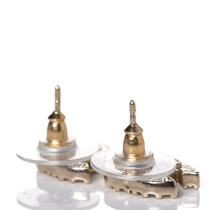 Chanel Crystal CC Earrings Light Gold 3 of 5