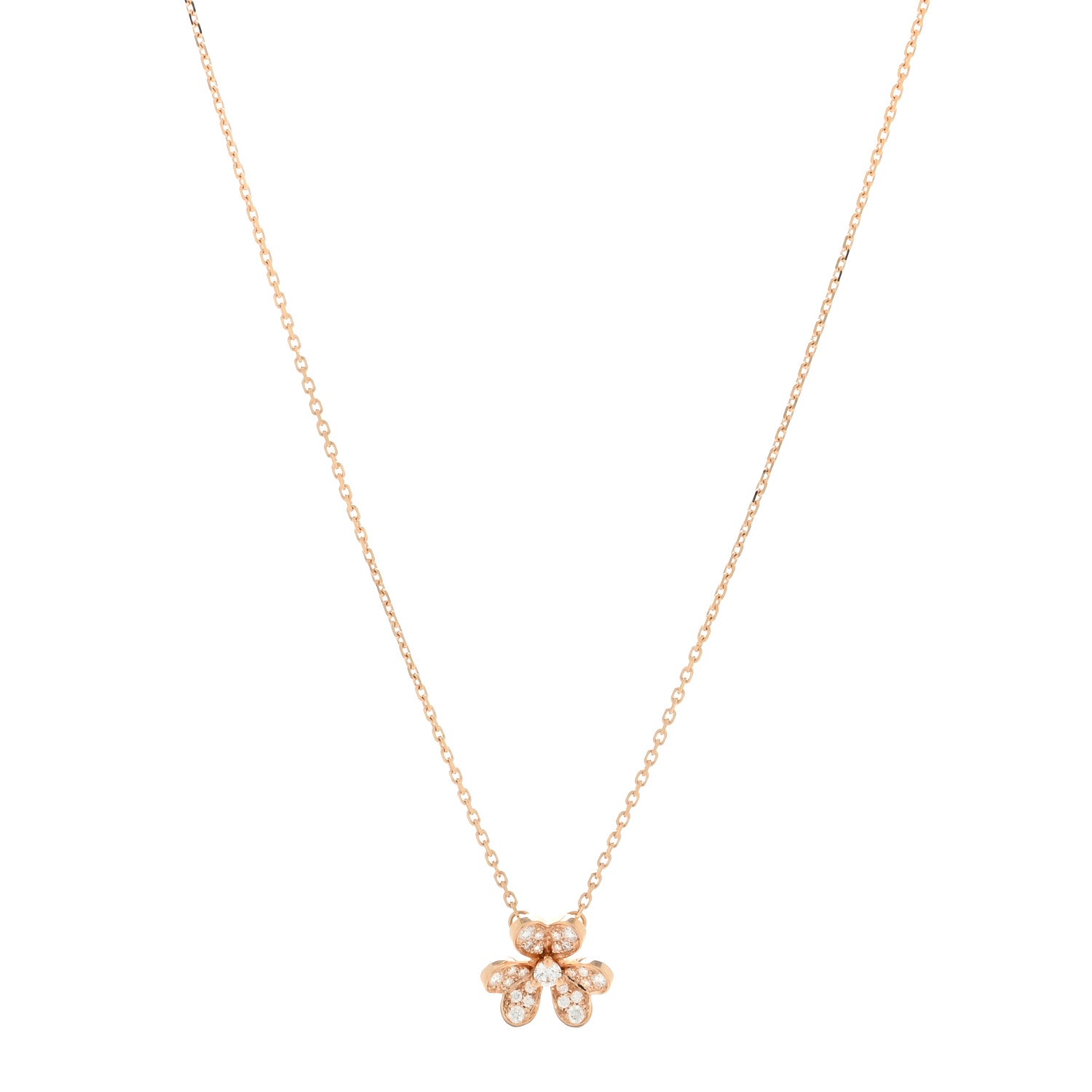 Van Cleef & Arpels 18K Rose Gold Diamond Mini Frivole Pendant Necklace 1 of 3