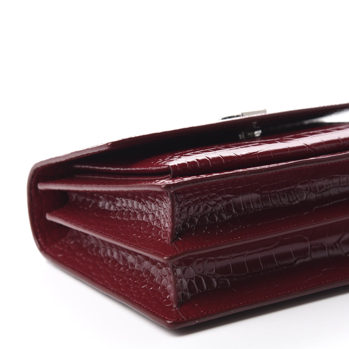 Calfskin Crocodile Embossed Medium Monogram Sunset Palissandre