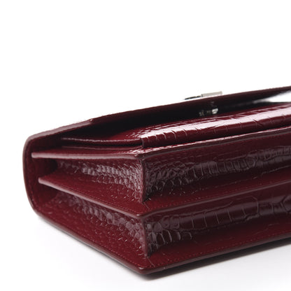 Saint Laurent Calfskin Crocodile Embossed Medium Monogram Sunset Palissandre 6 of 10