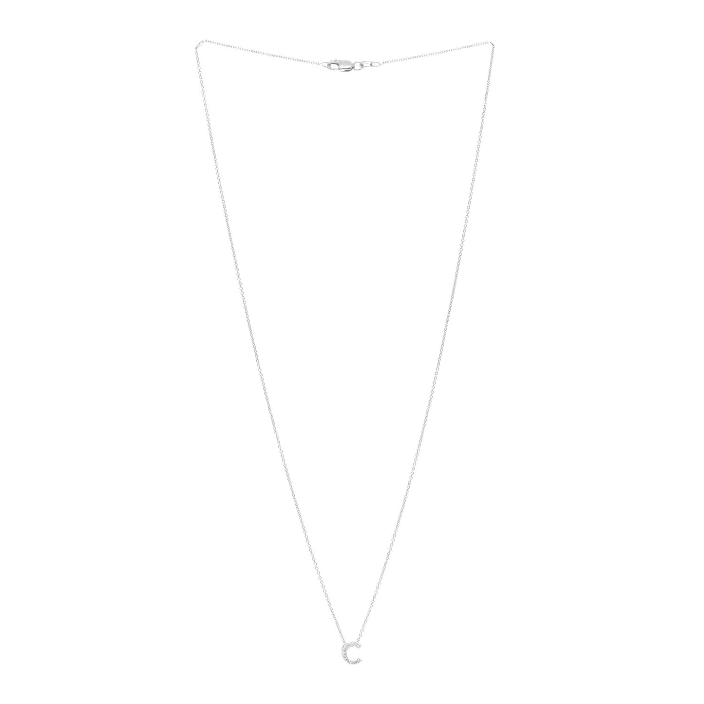 18K White Gold Diamond Love Letter C Pendant Necklace