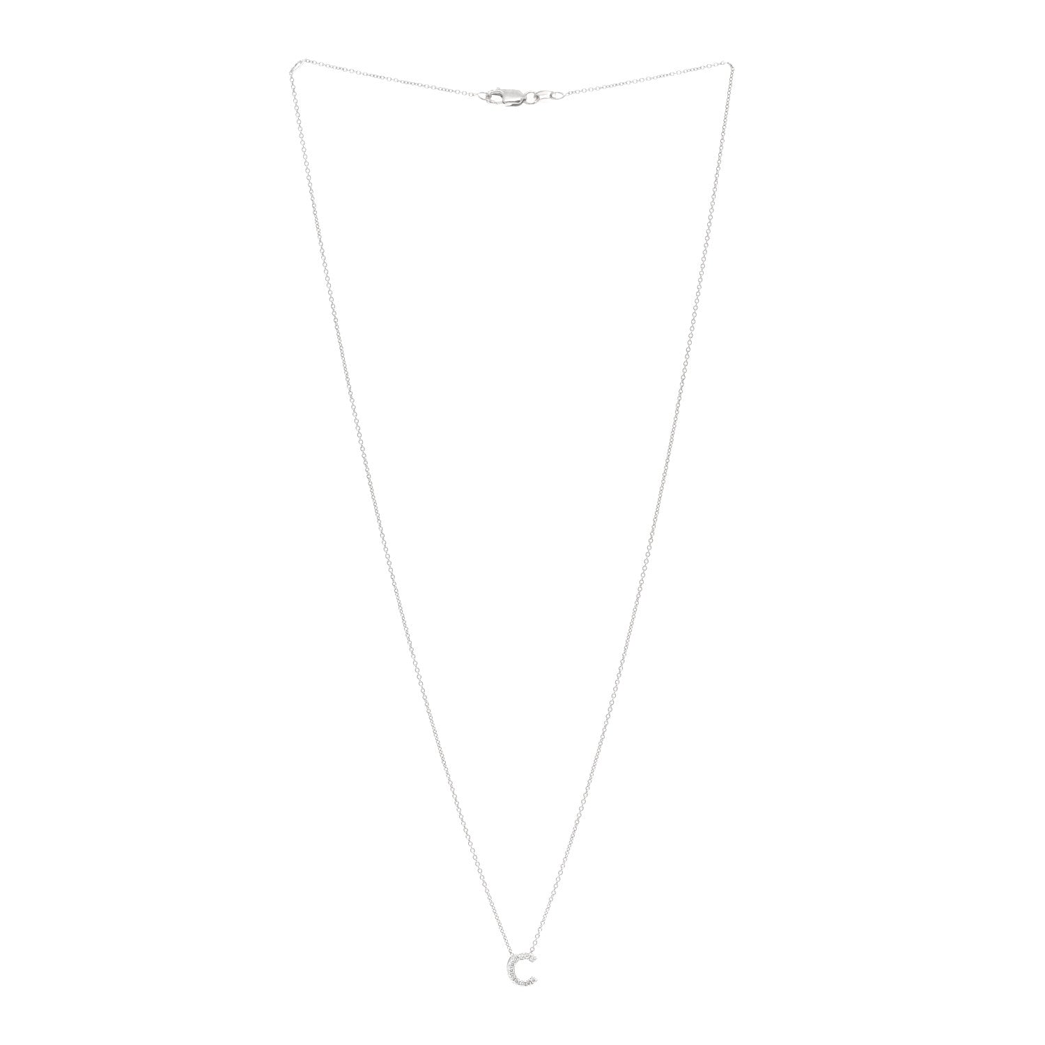 Roberto Coin 18K White Gold Diamond Love Letter C Pendant Necklace 3 of 5