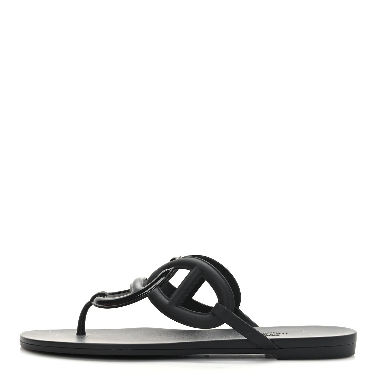 Hermes Rubber Womens Egerie Sandals 39 Black 1 of 8