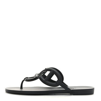 Hermes Rubber Womens Egerie Sandals 39 Black 1 of 8