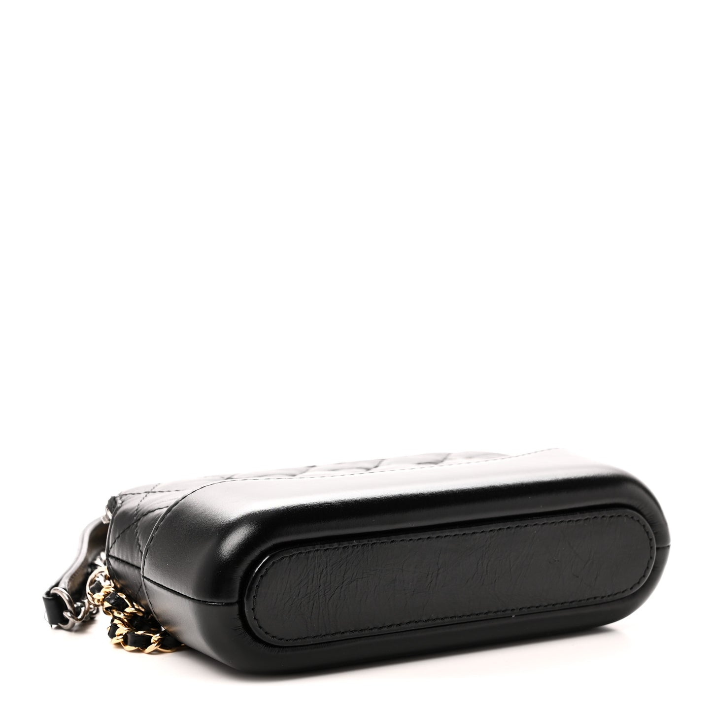 Aged Calfskin Quilted Small Gabrielle Clutch With Chain Black