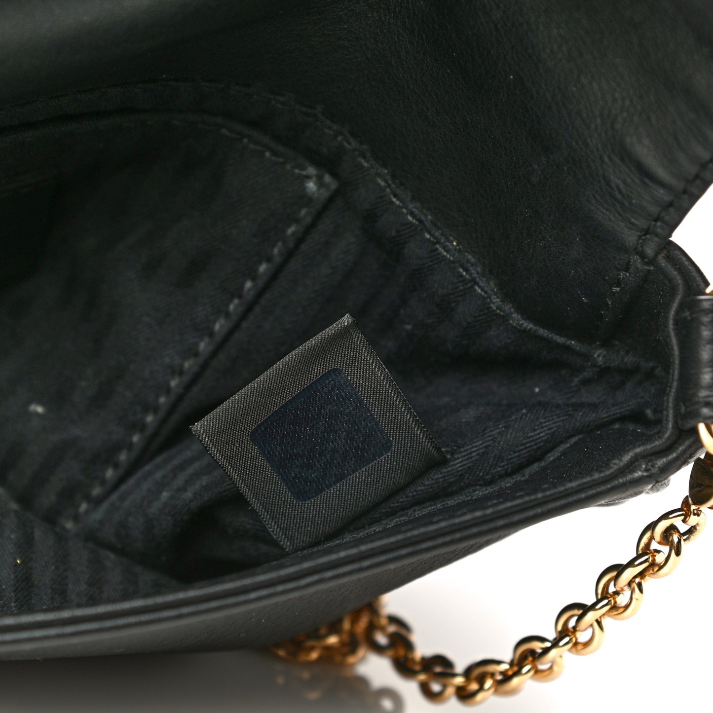Vitello Flamingo Enamel Fendista Pouchette Crossbody Black