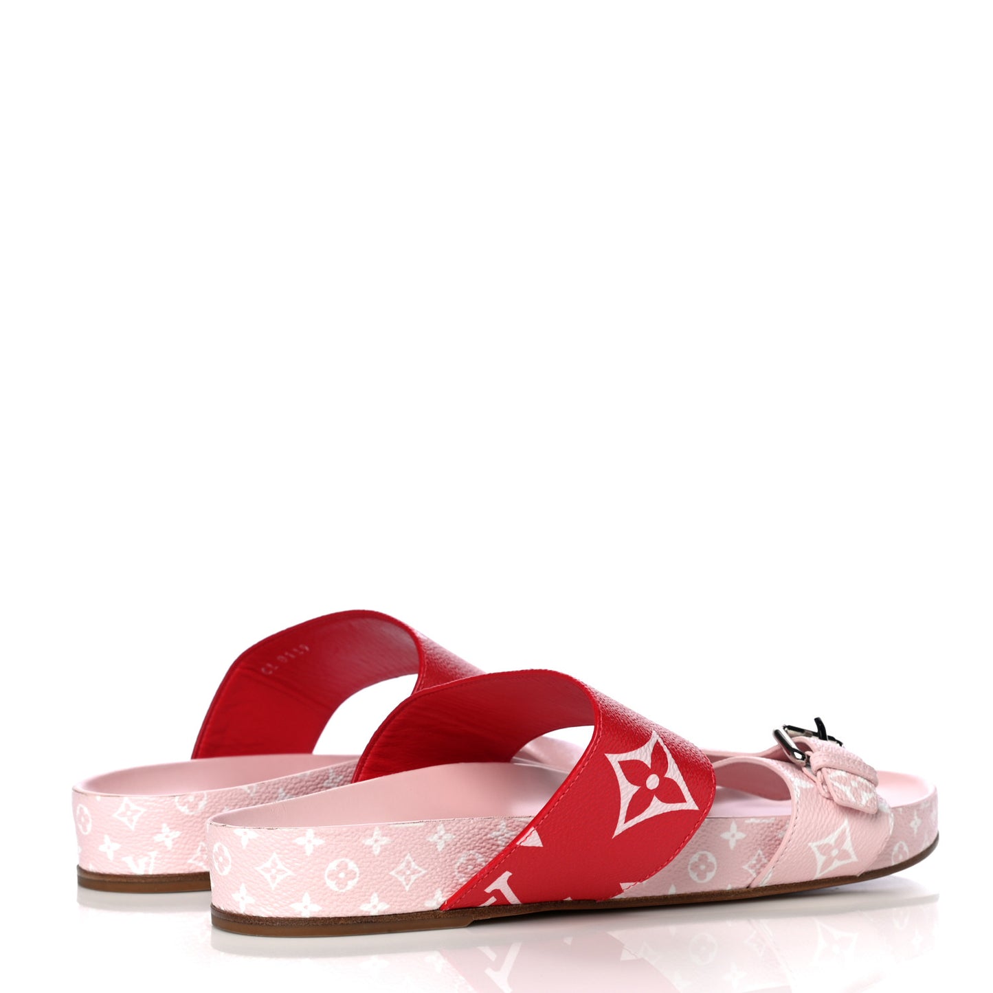 Monogram Giant Bom Dia Flat Mule Sandals 42 Rouge Rose
