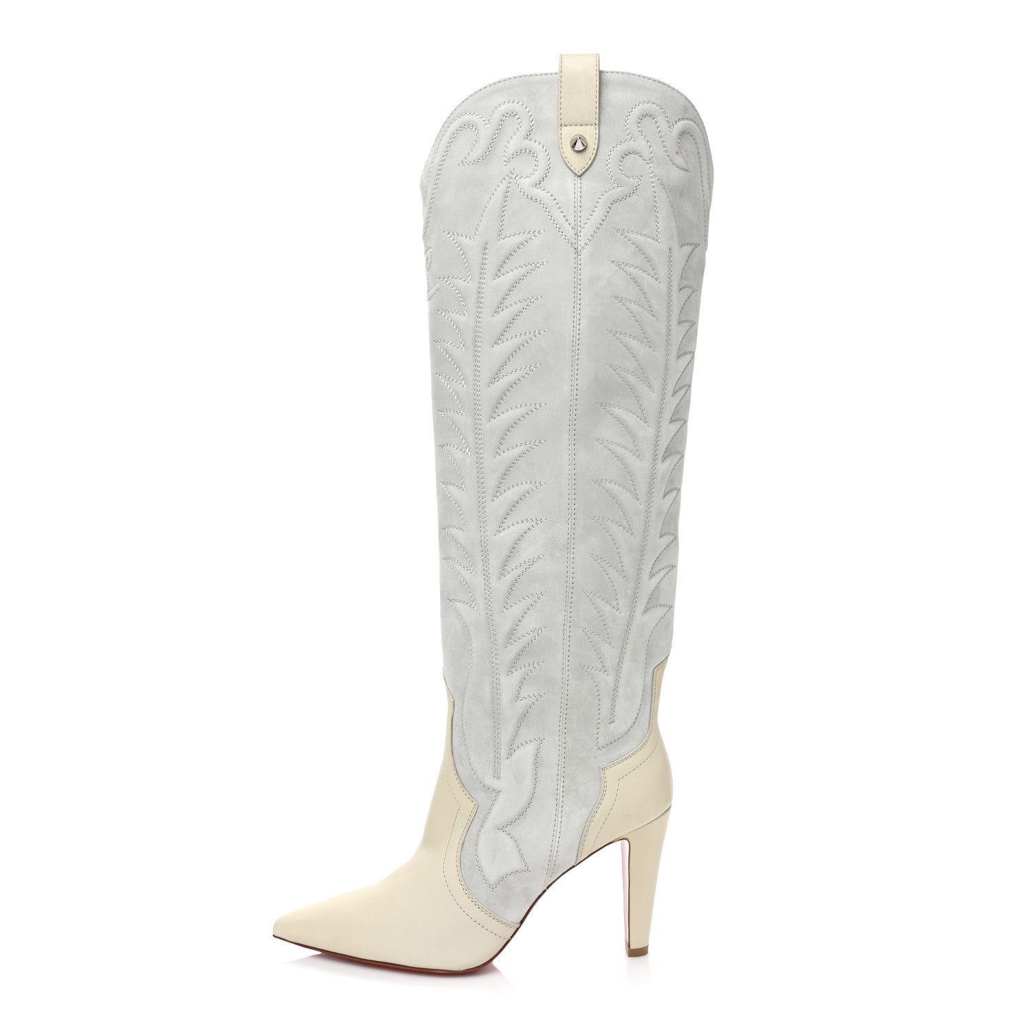 Christian Louboutin Calfskin Santia Botta 85 Tall Boots 39 White Albatre 1 of 9