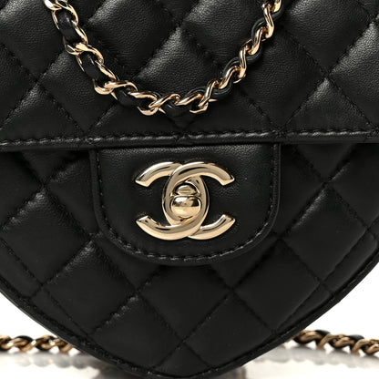 Chanel Lambskin Quilted CC In Love Heart Bag Black 9 of 10