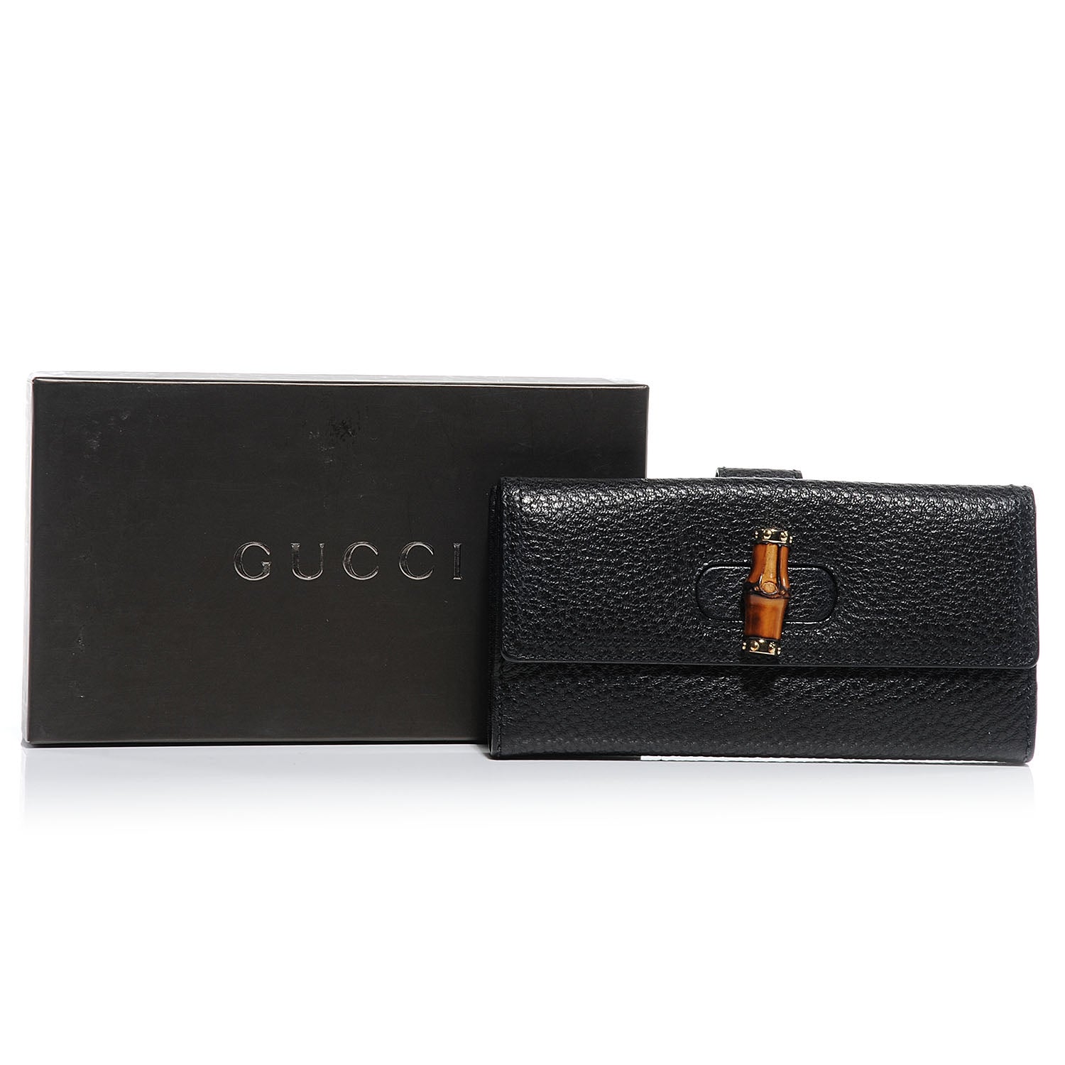 Gucci Leather GG Bamboo Long Wallet Black 8 of 8
