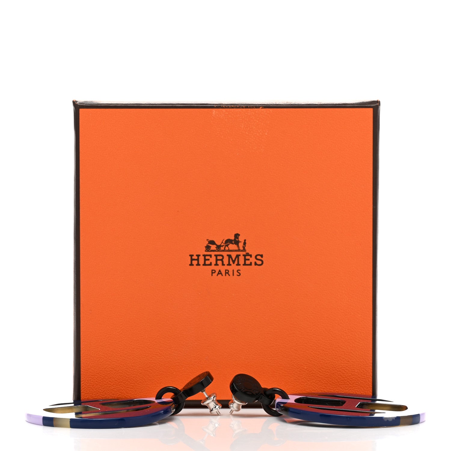Hermes Lacquered Horn H Equipe Earrings 6 of 6