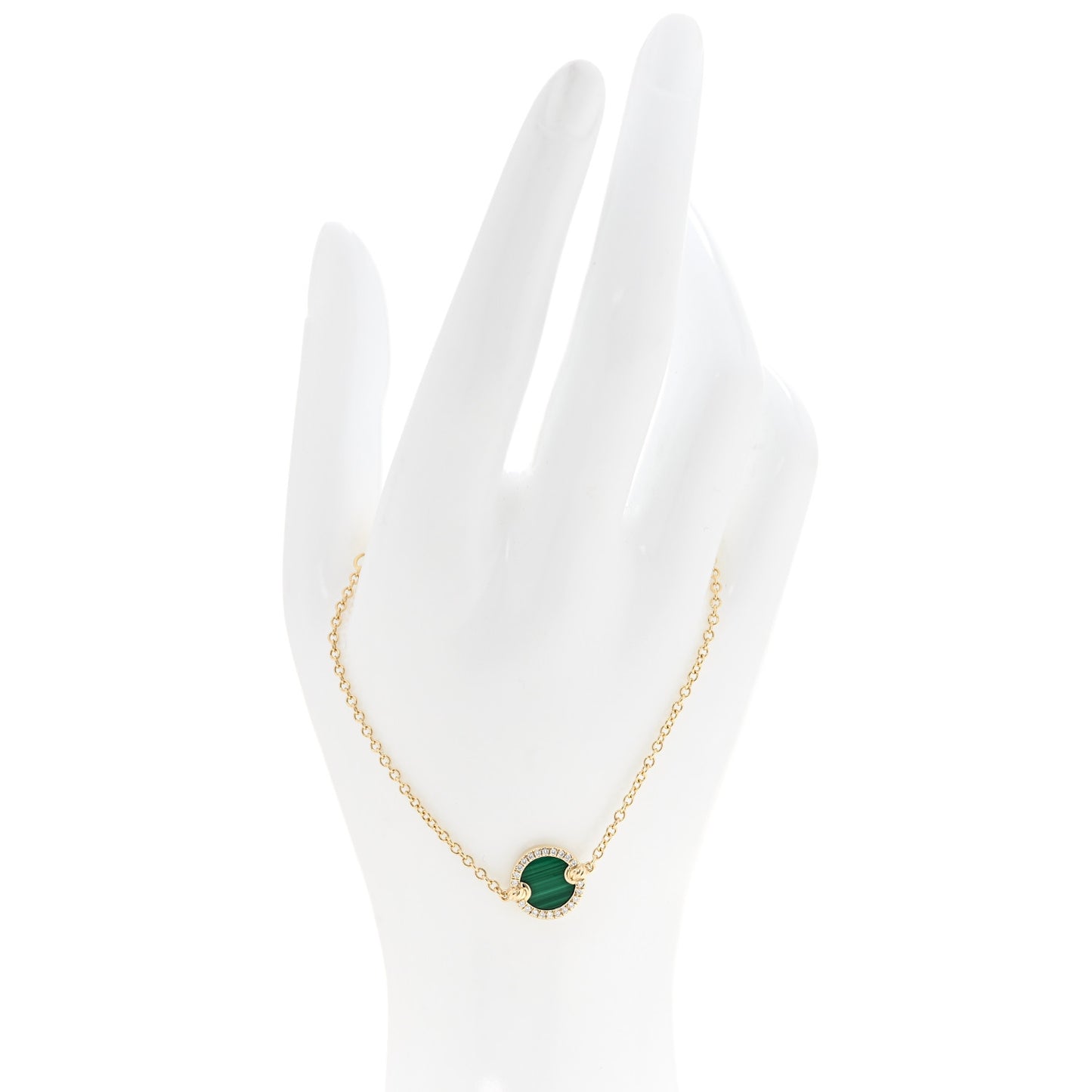 18K Yellow Gold Diamond Malachite Petite Elements Bracelet