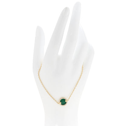 David Yurman 18K Yellow Gold Diamond Malachite Petite Elements Bracelet 2 of 5