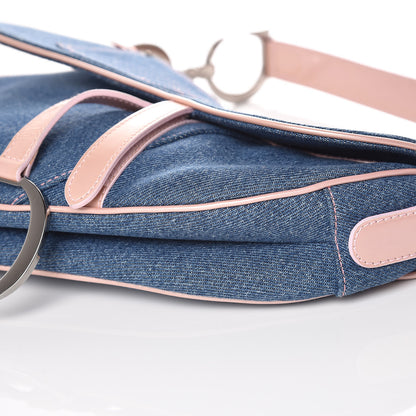 Christian Dior Patent Denim Jeans Saddle Bag Blue Pink 7 of 10