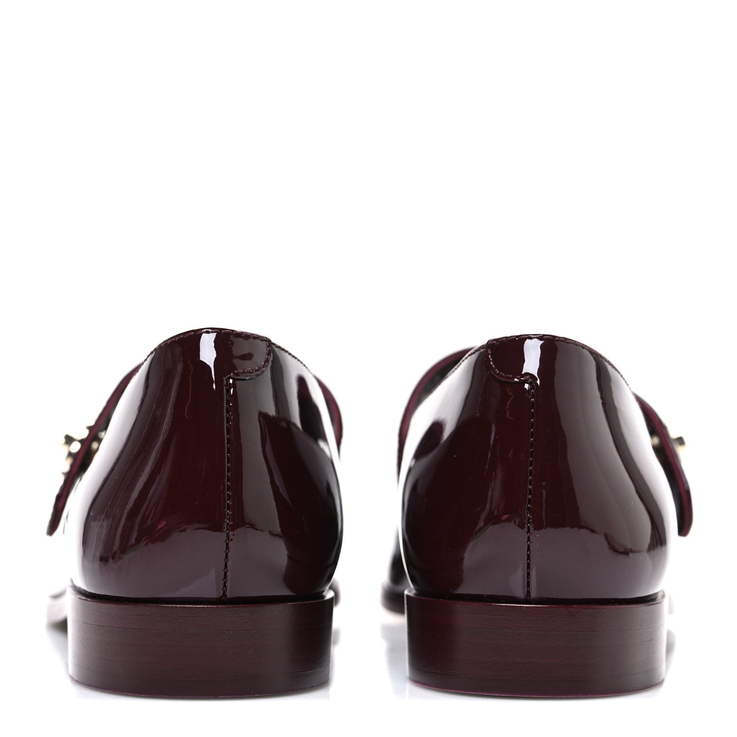 Patent Calfskin Mary Janes Flats 39.5 Burgundy
