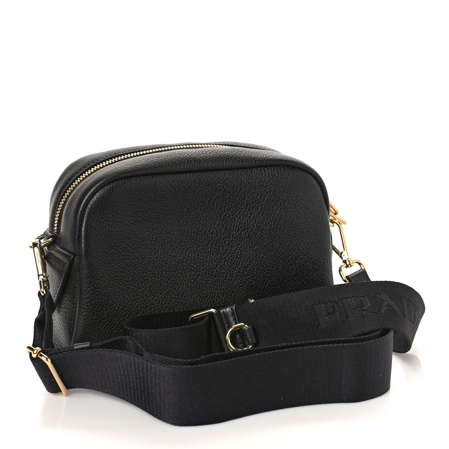 Vitello Phenix Embossed Logo Camera Bag Black