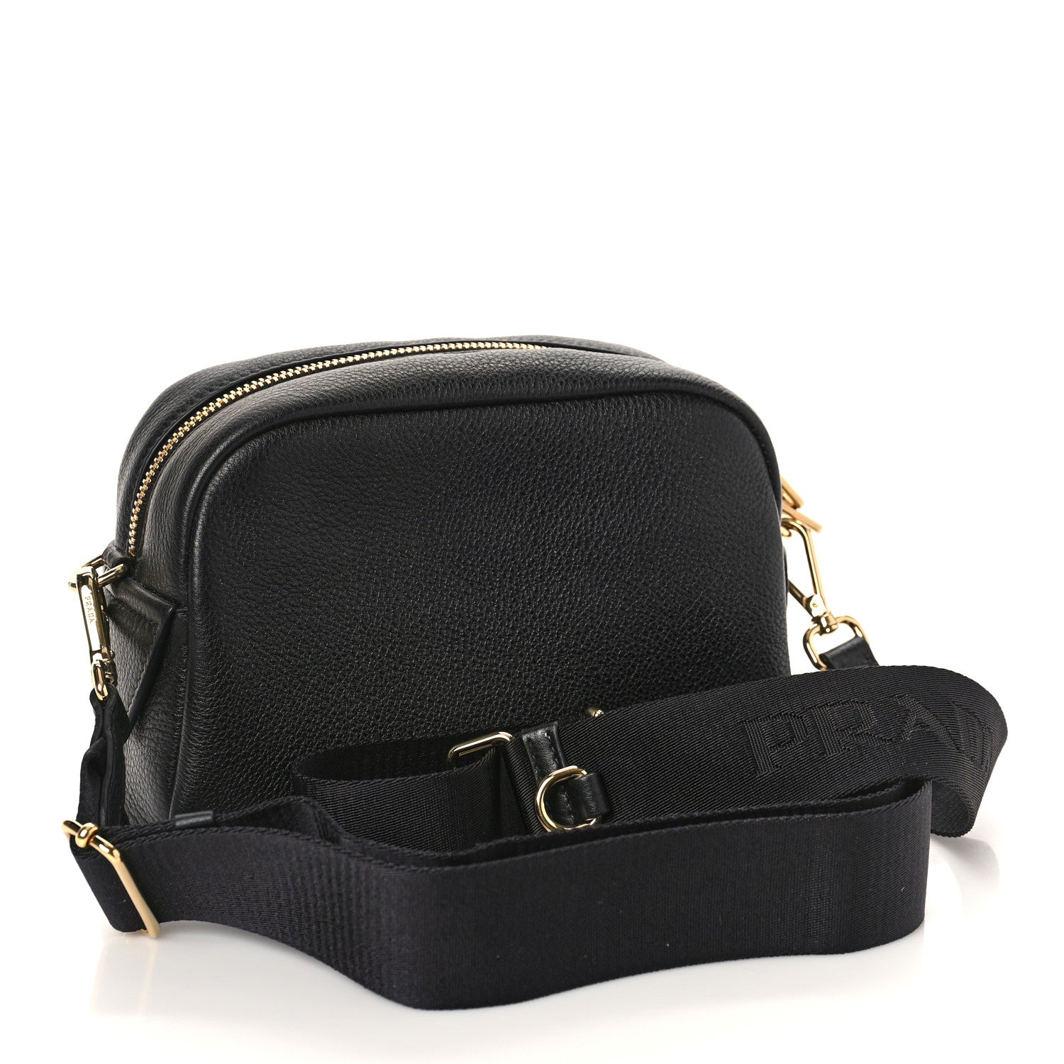 Prada Vitello Phenix Embossed Logo Camera Bag Black 3 of 8