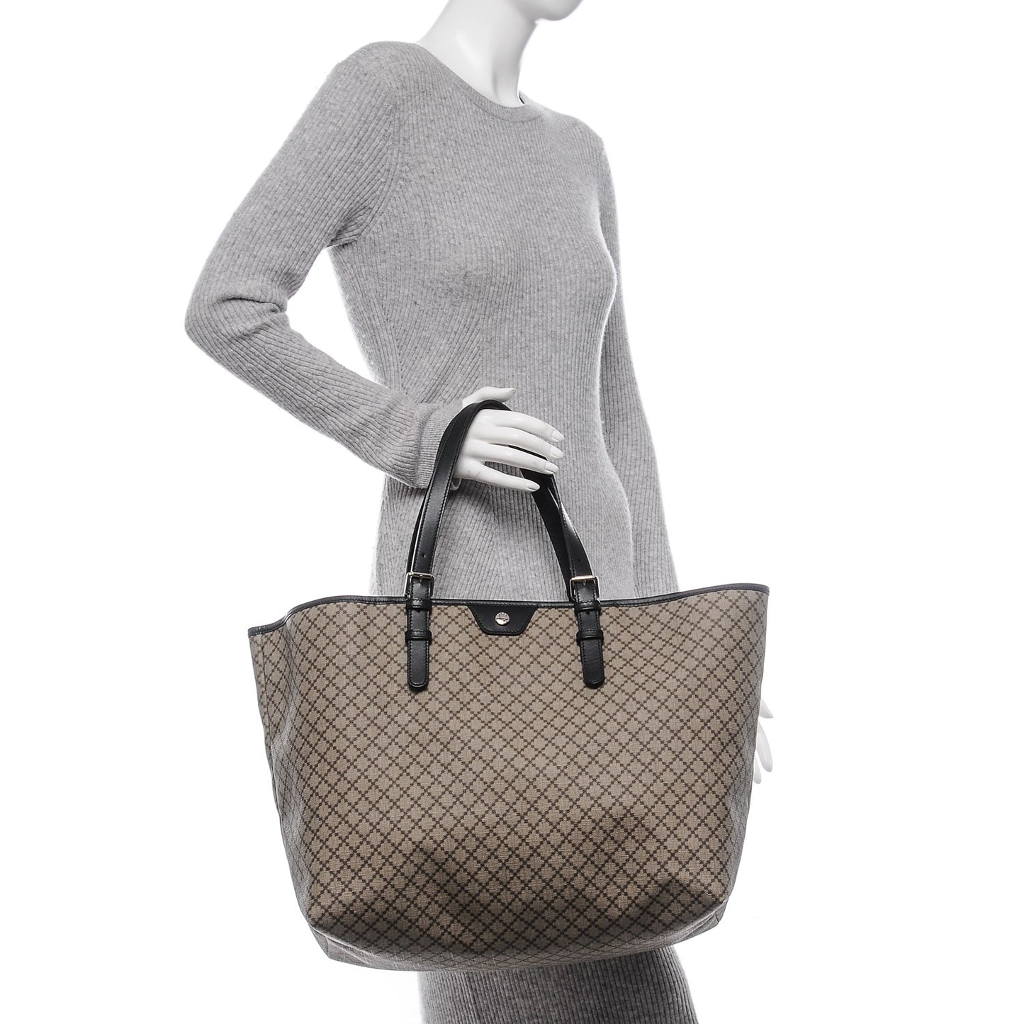 Coated Canvas Diamante Plus Tote Bag Black