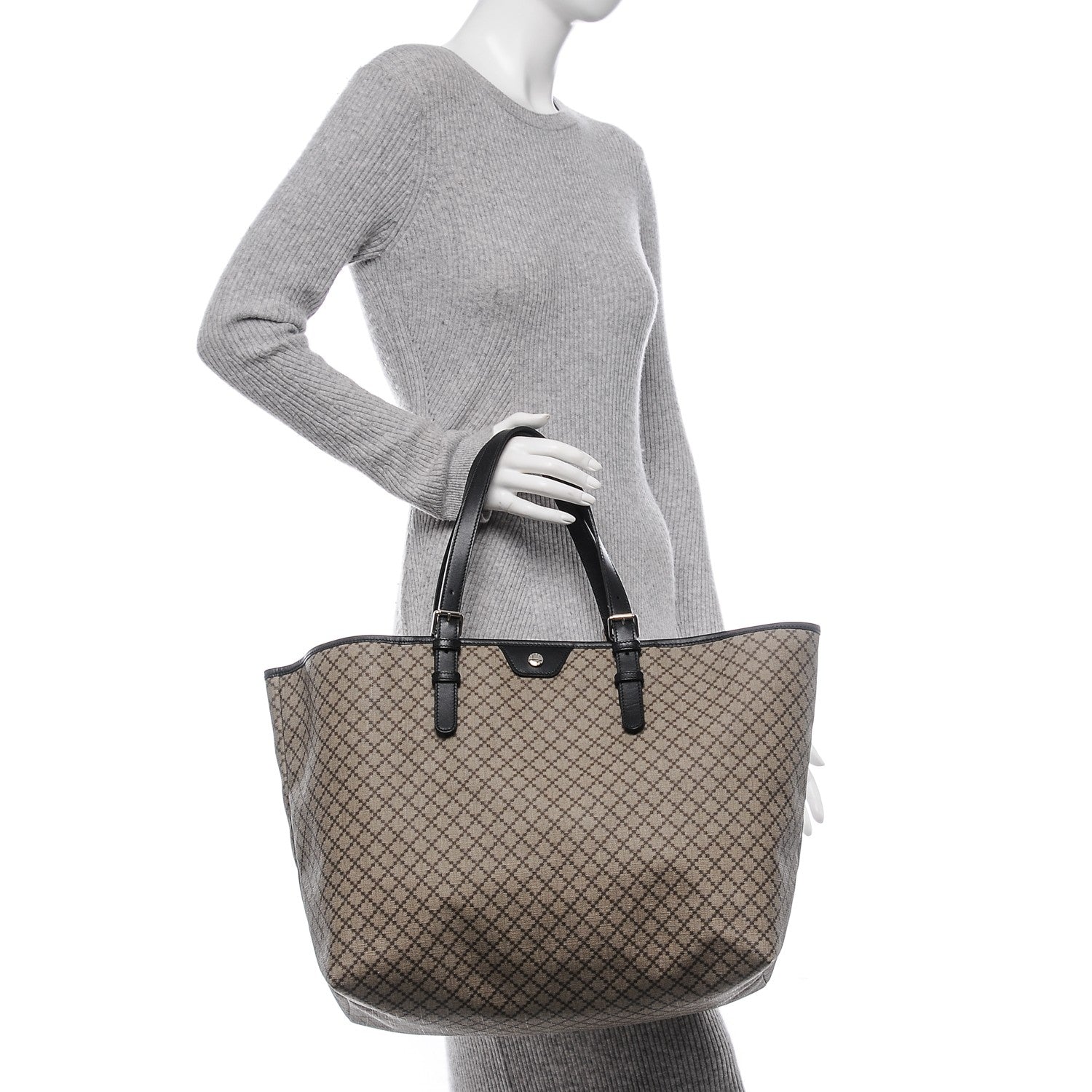 Gucci Coated Canvas Diamante Plus Tote Bag Black 2 of 6