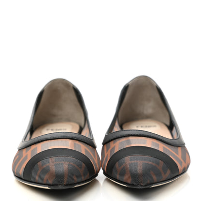 Fendi Mesh FF Skimmer Ballerina Flats 37 Tobacco Moro Black 2 of 8