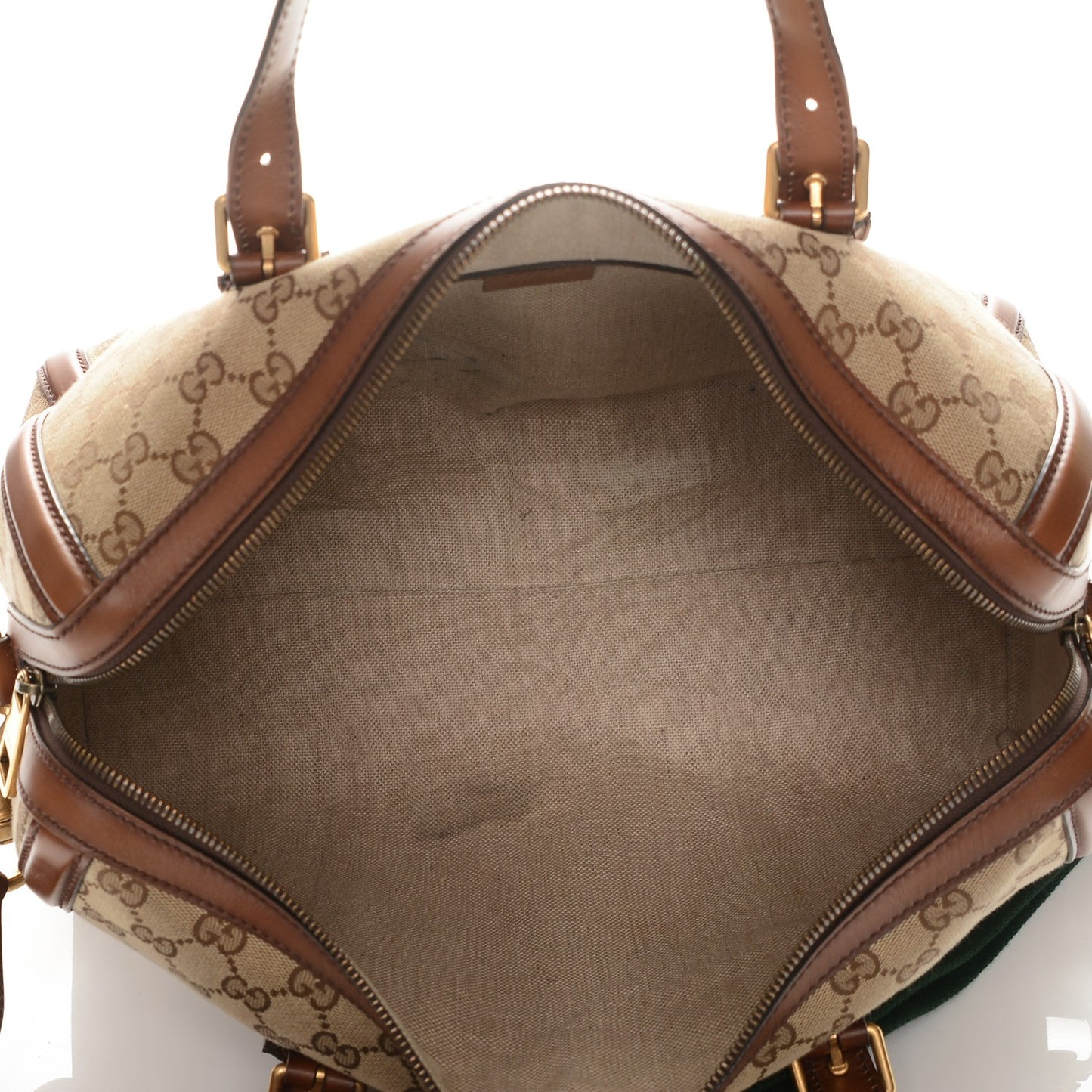 Monogram Medium Lady Web Boston Bag Beige Cuir