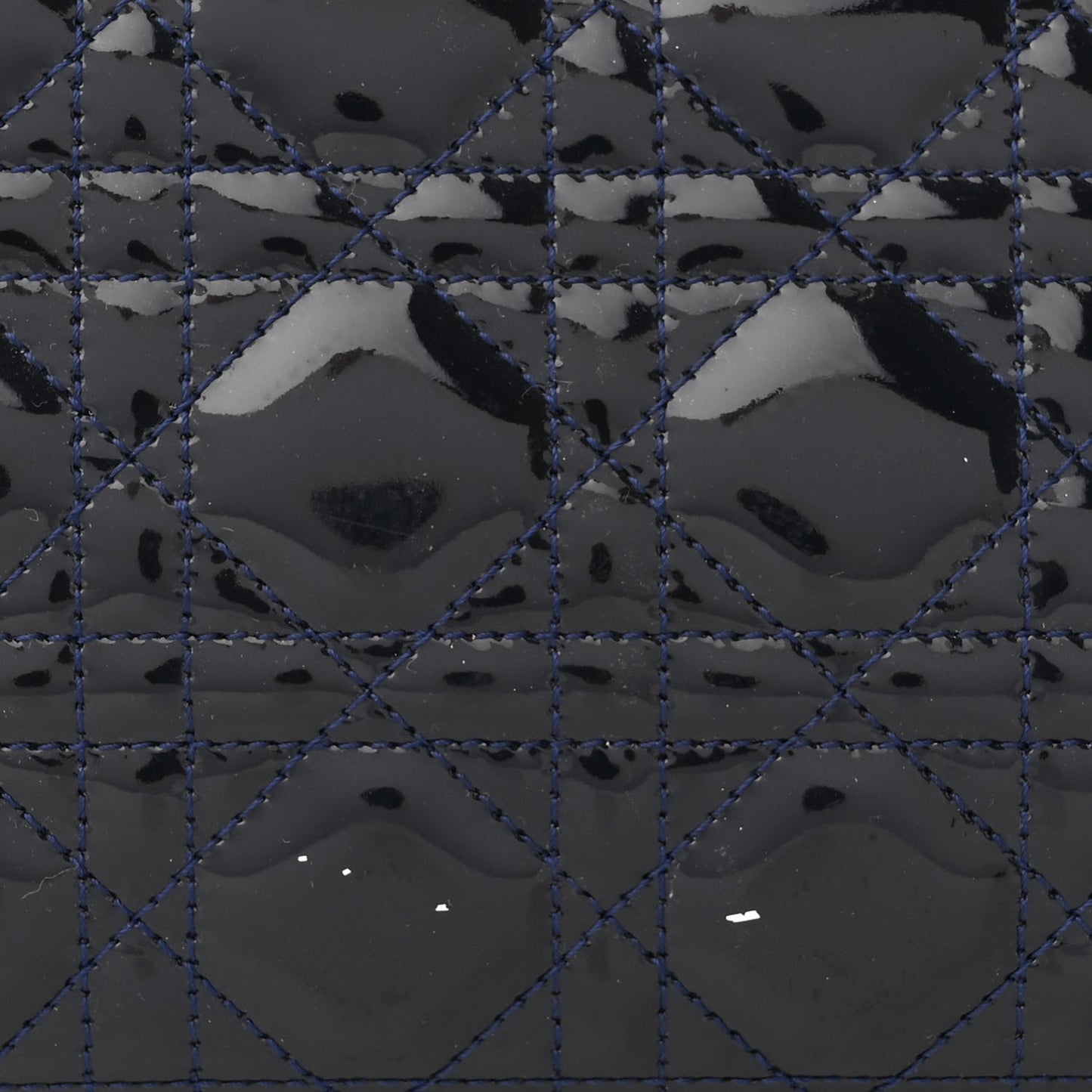 Patent Cannage Large Lady Dior Navy Blue