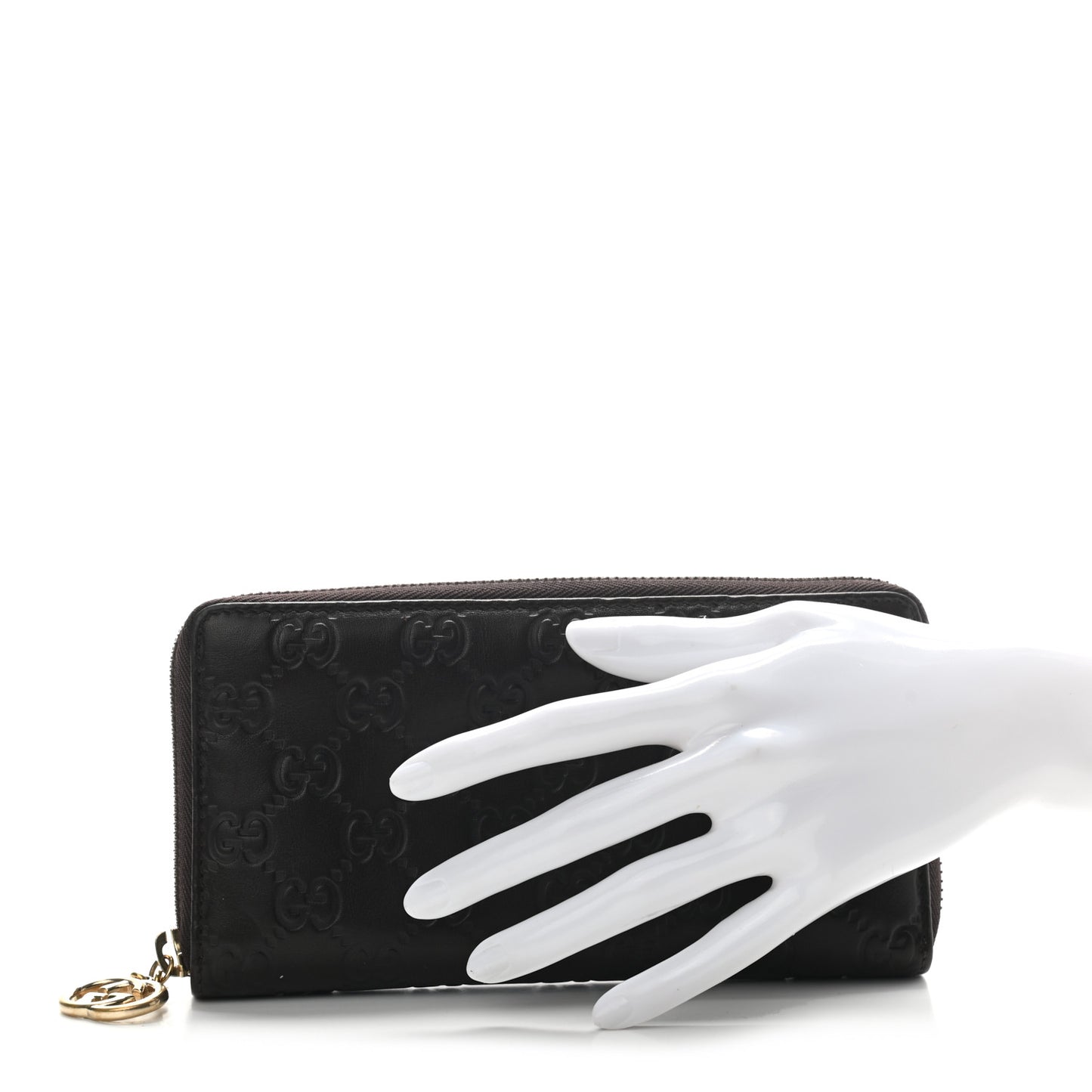 Guccissima GG Pierce Zip Around Wallet Dark Brown