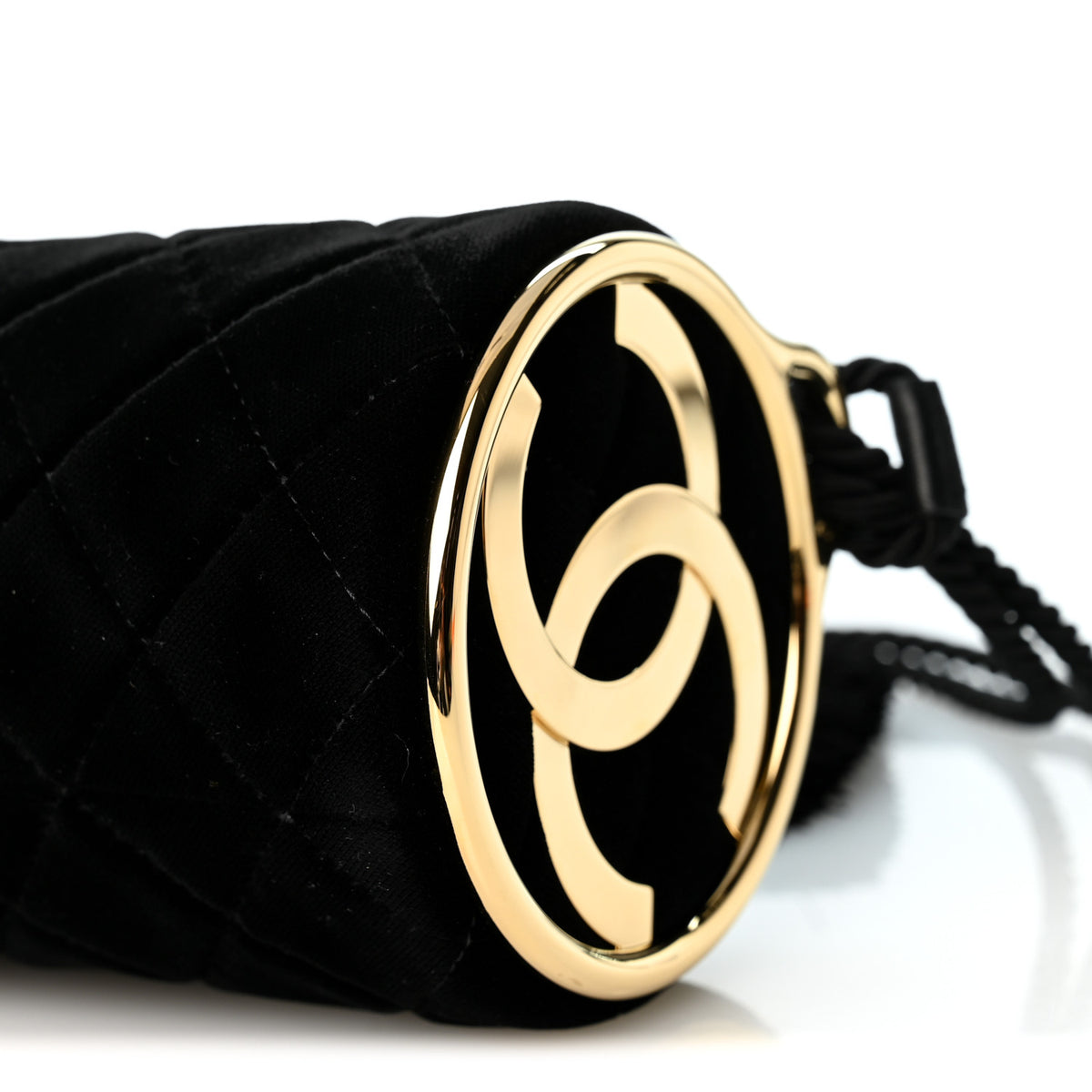 Velvet Quilted Clutch With Strap Black
