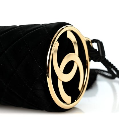 Chanel Velvet Quilted Clutch With Strap Black 10 of 10