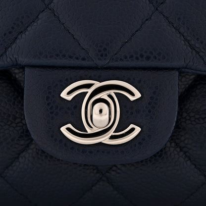 Chanel Caviar Quilted Clutch With Chain Flap Navy Blue 12 of 13