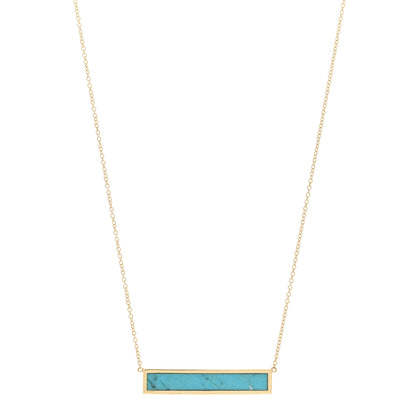 Jennifer Meyer 18K Yellow Gold Turquoise Inlay Bar Necklace 1 of 4