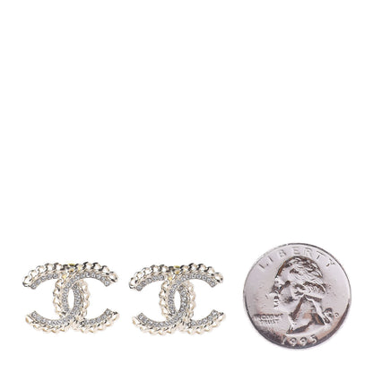 Chanel Crystal Chain CC Earrings Gold 2 of 5