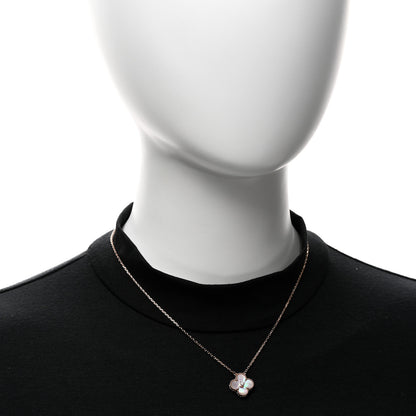 Van Cleef & Arpels 18K Rose Gold Diamond Pink Mother of Pearl Vintage Alhambra Pendant Necklace 2 of 6