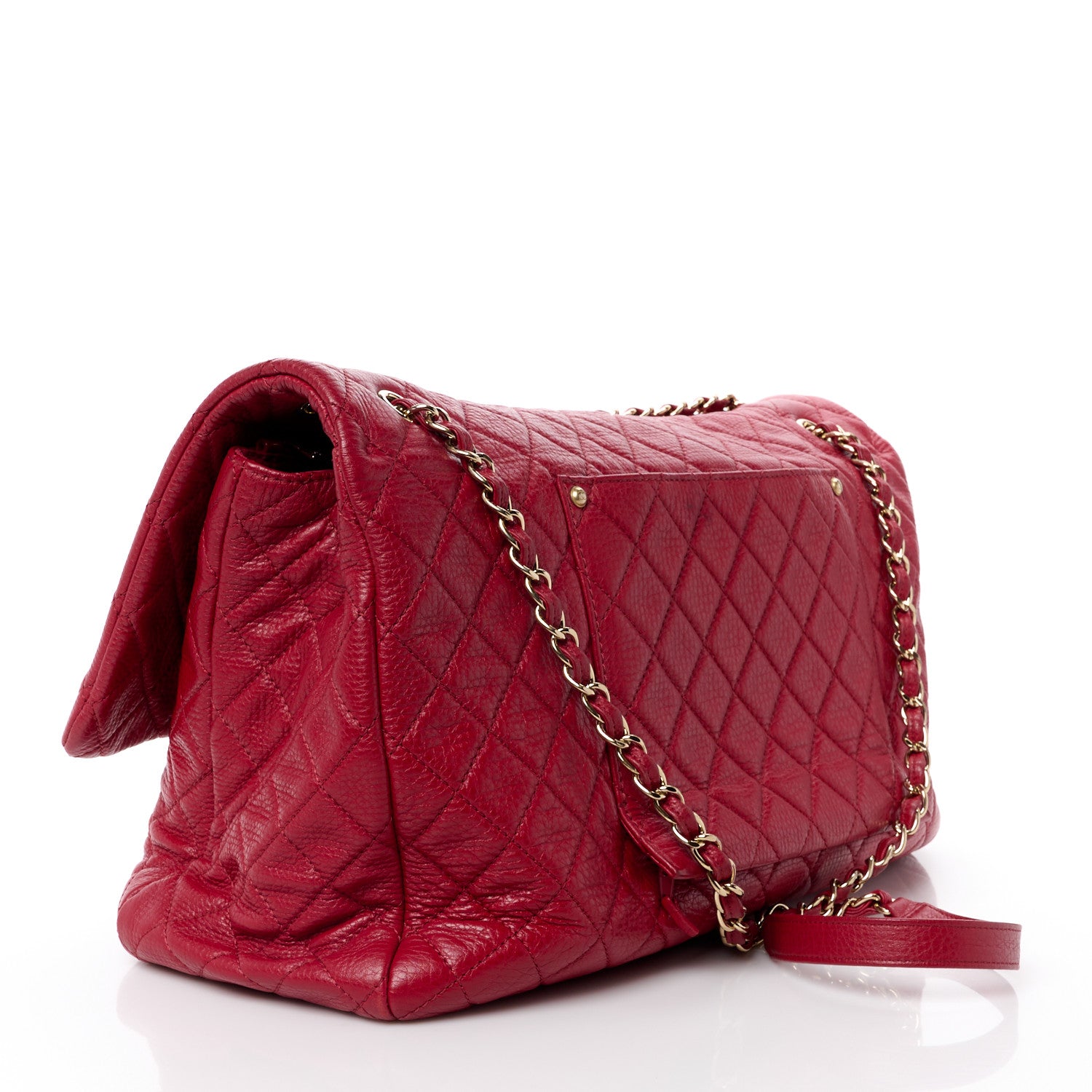 Chanel Calfskin Quilted XXL Travel Flap Bag Red 3 of 14