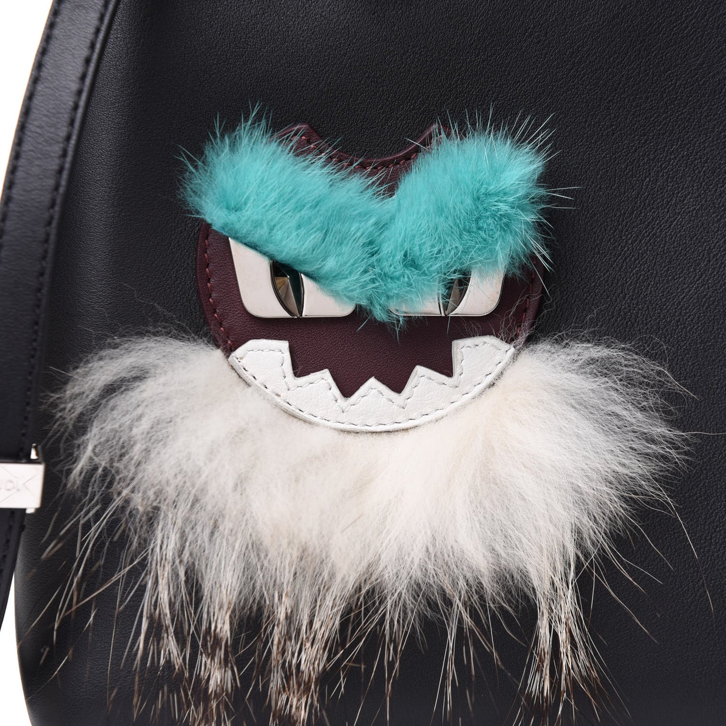 Vitello Dolce Fox Mink Bi-Color Monster Mirror Charm Petite 2Jours Tote Black Bordeaux Acquamarine