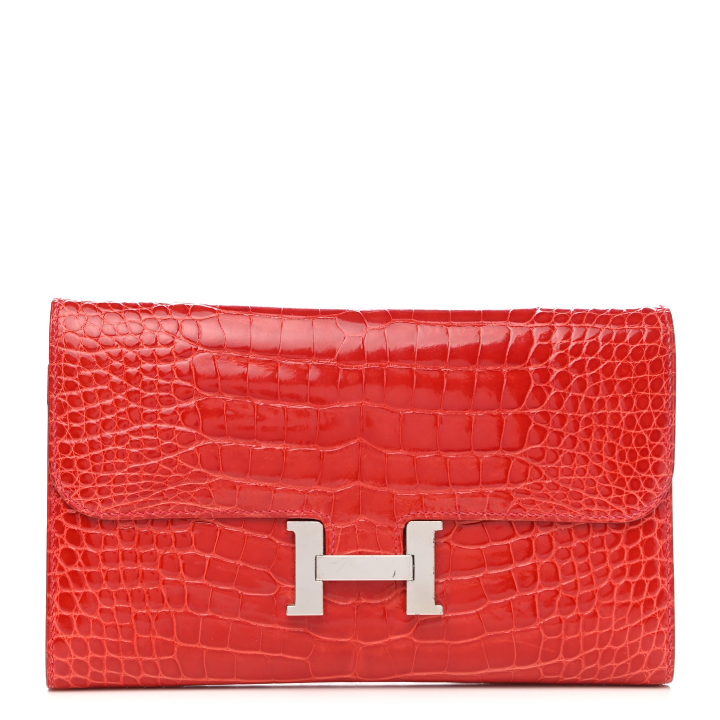 Shiny Alligator Constance Long Wallet Geranium