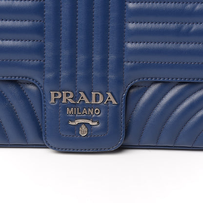 Prada Soft Calfskin Impunture Diagramme Large Chain Flap Shoulder Bag Bluette 10 of 10