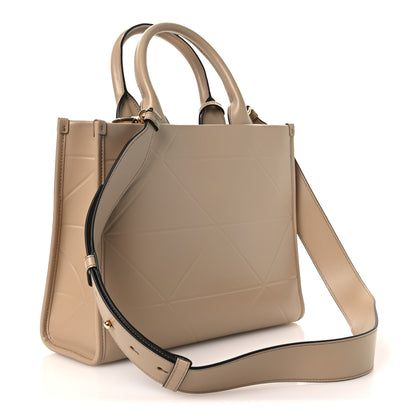 Prada Soft Calfskin Triangolo Symbole Embossed Small Tote Sabbia 3 of 10