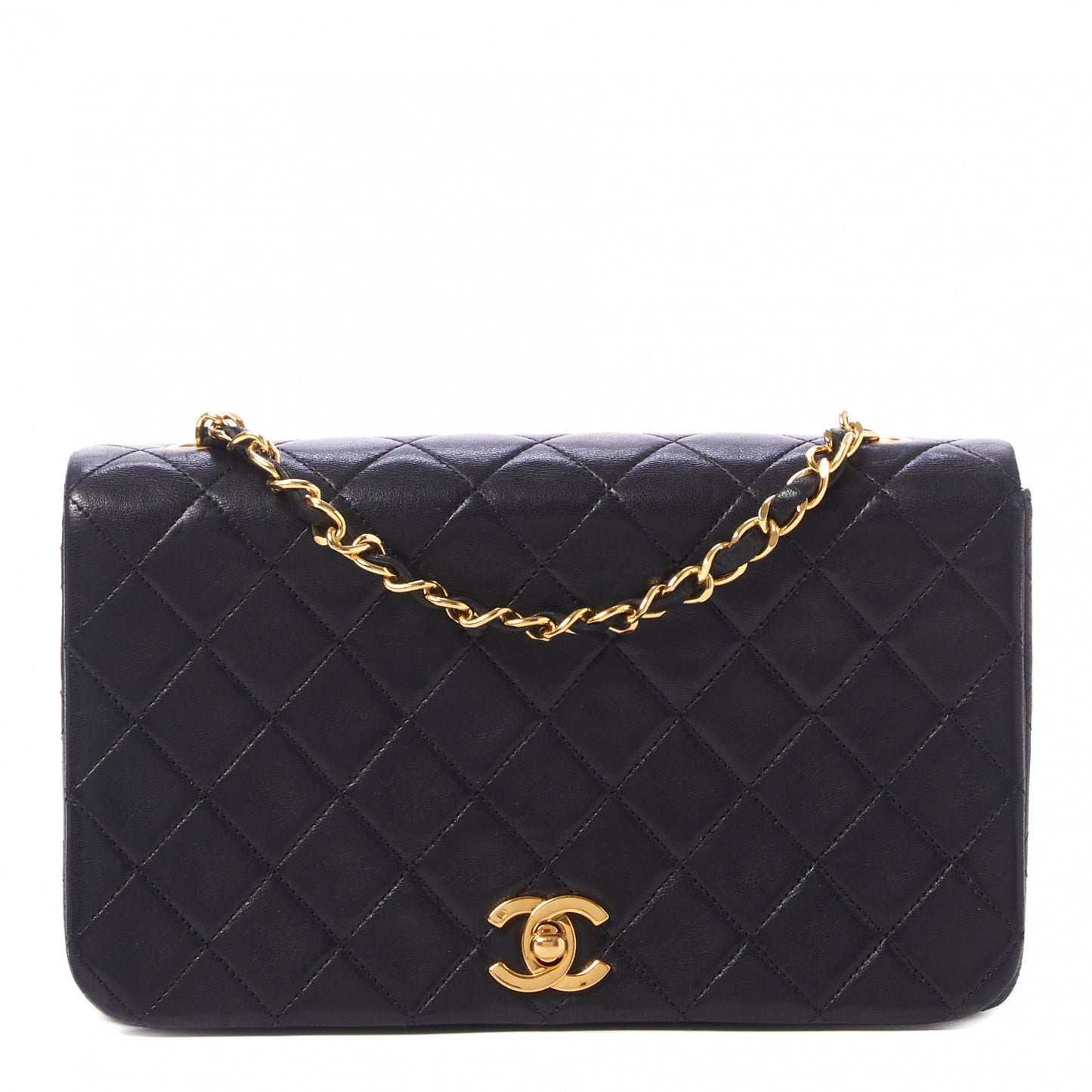 Lambskin Quilted Small Single Flap Black