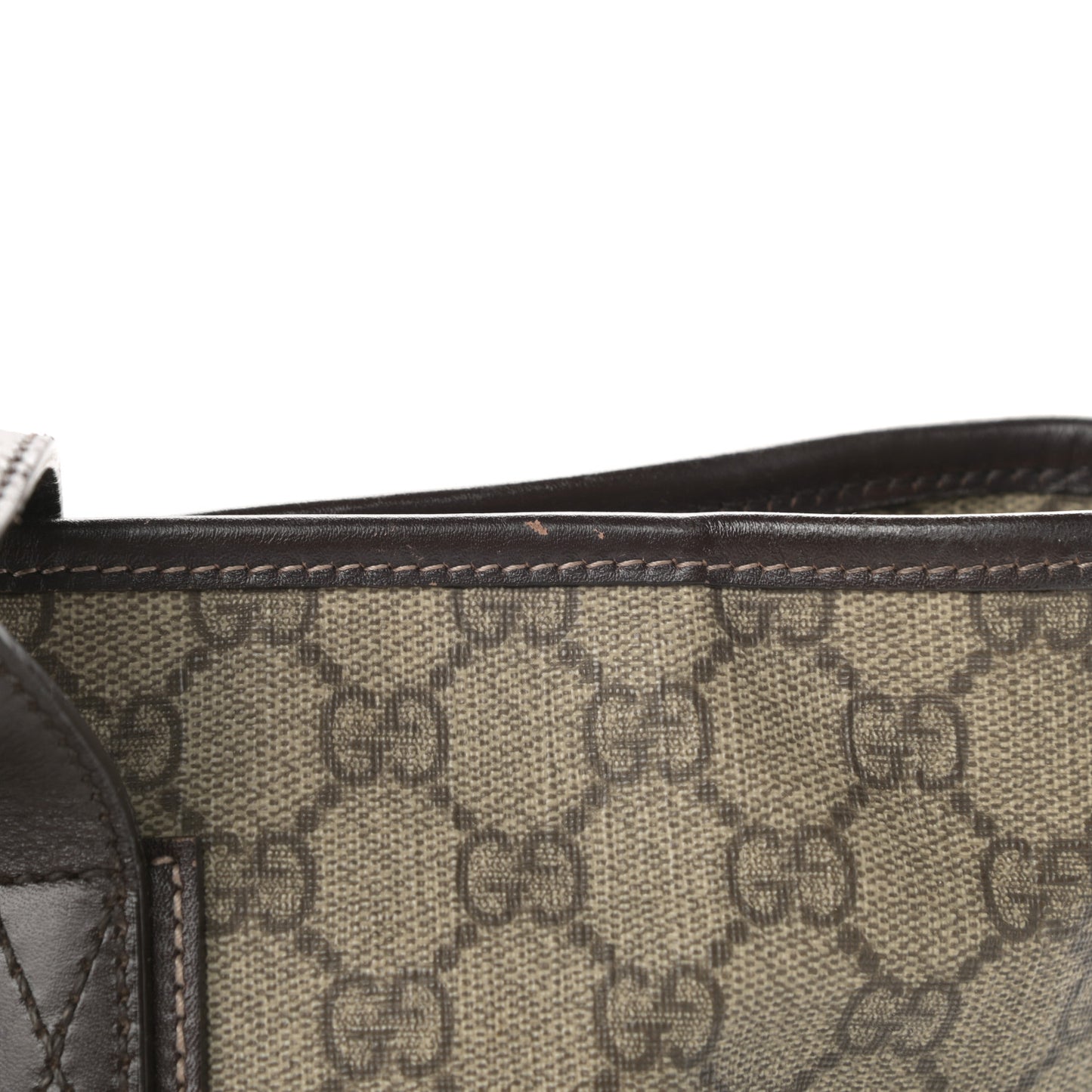 GG Supreme Monogram Medium Zippered Shopping Tote Dark Brown