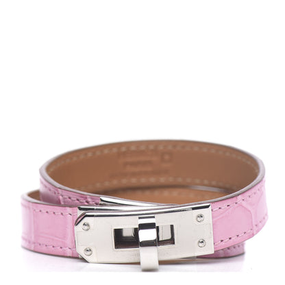 Hermes Matte Alligator Kelly Double Tour Bracelet 5P Pink 1 of 7