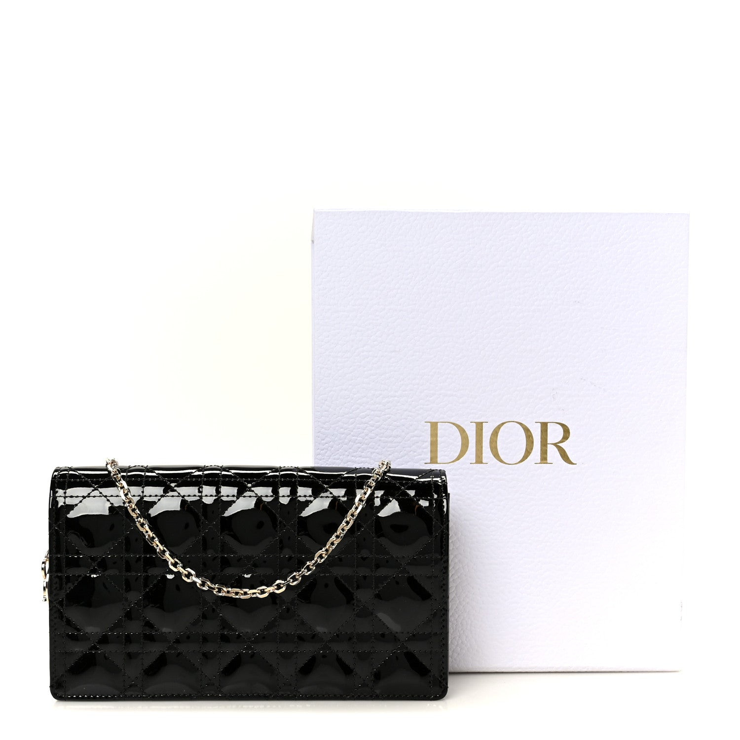 Christian Dior Patent Cannage Lady Dior Pouch Black 14 of 14