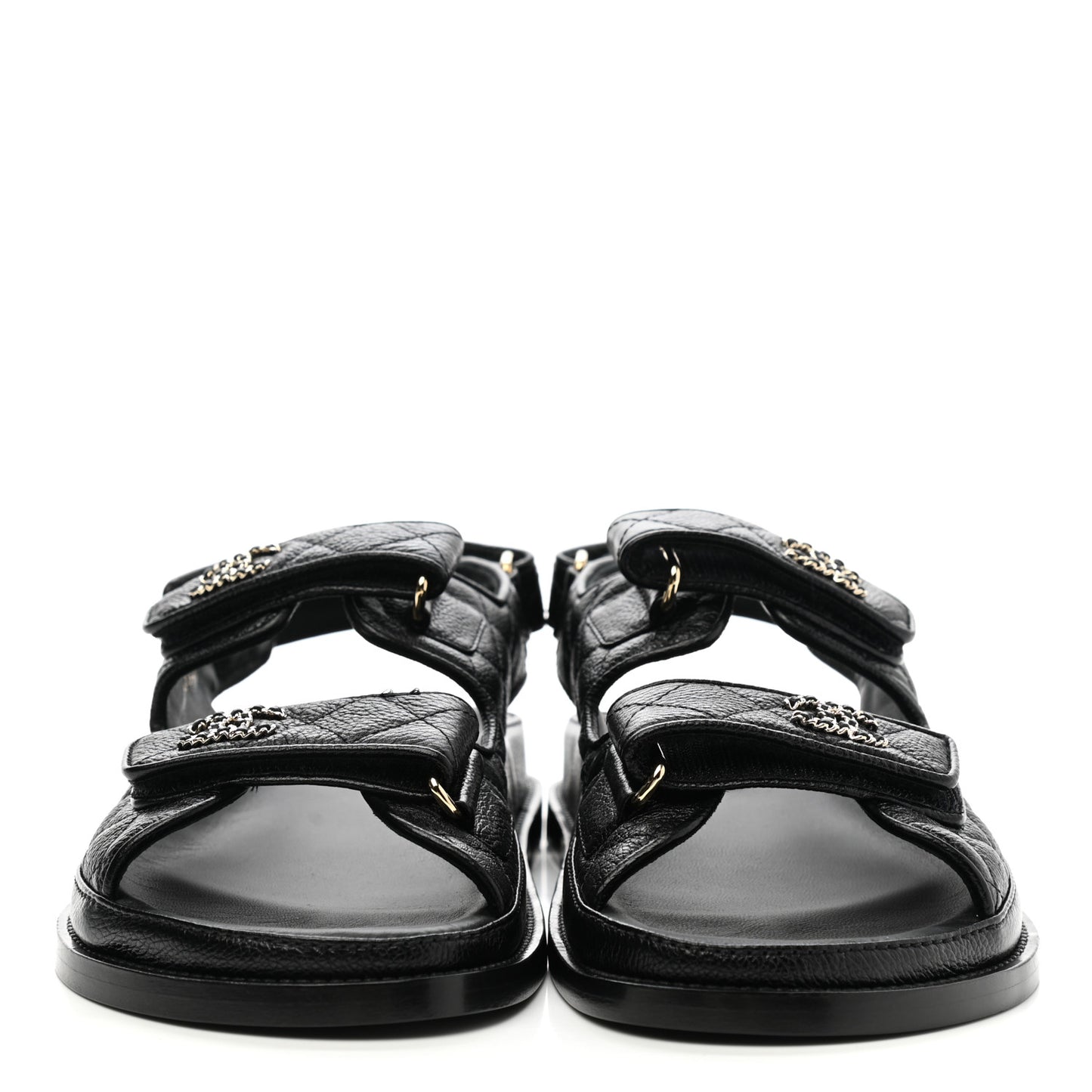 Grained Calfskin Velcro Dad Sandals 39.5 Black