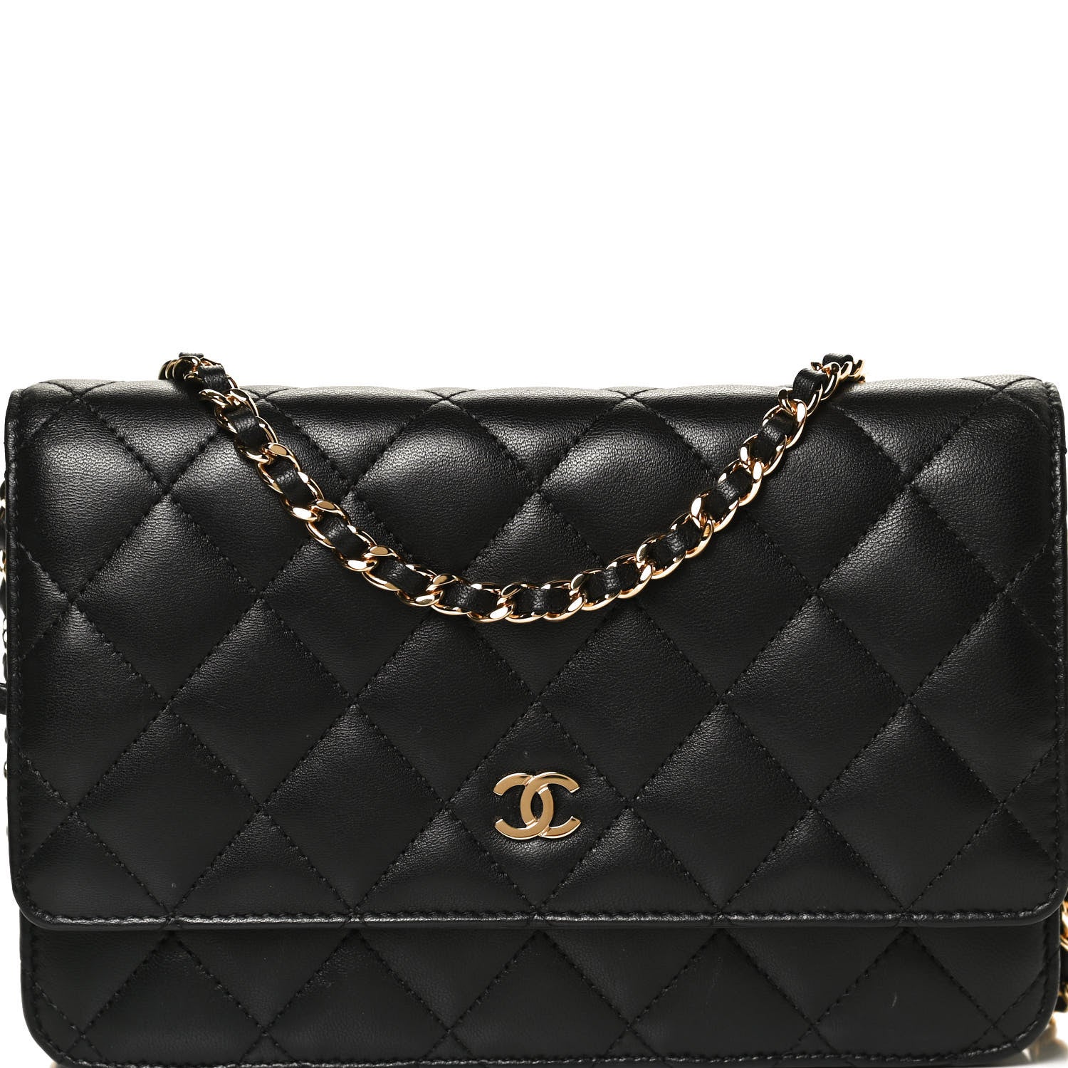 Chanel Lambskin Quilted Wallet On Chain WOC Black 6 of 11
